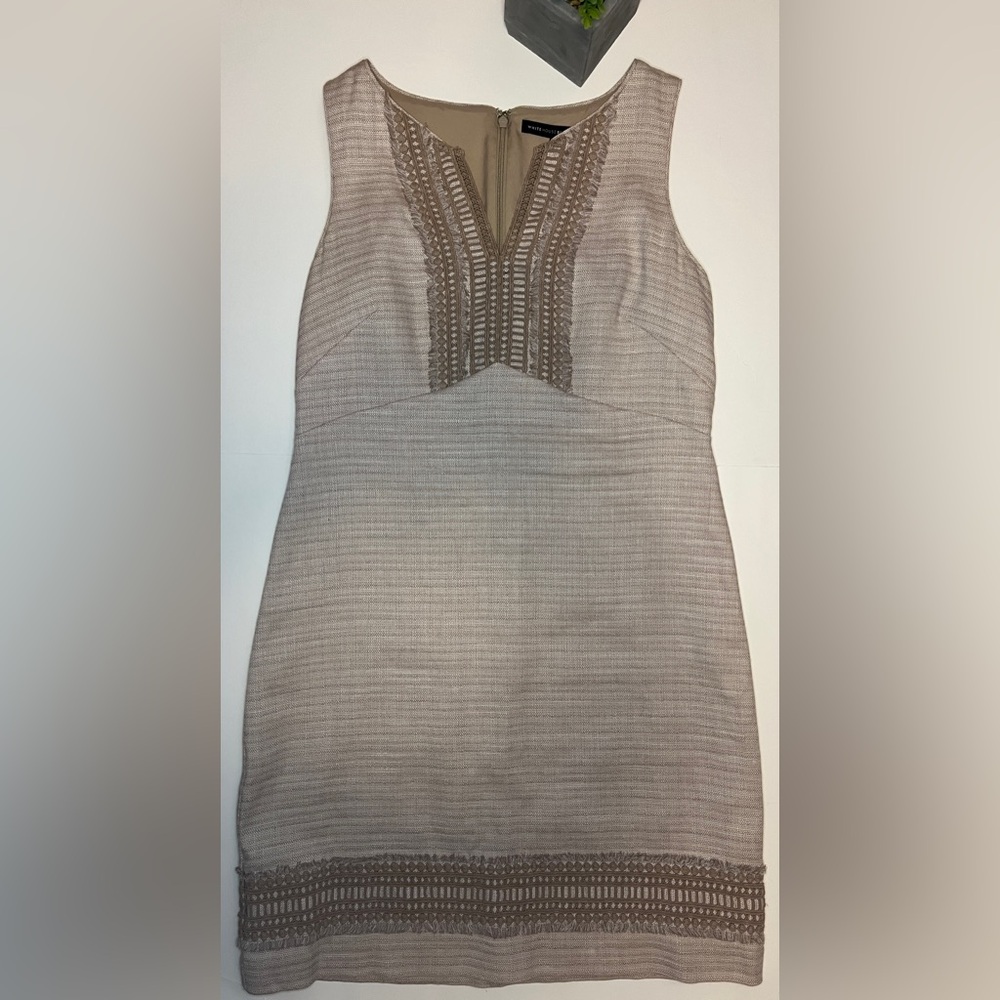 White House Black Market Linen-Blend Sleeveless Tweed Sheath Dress